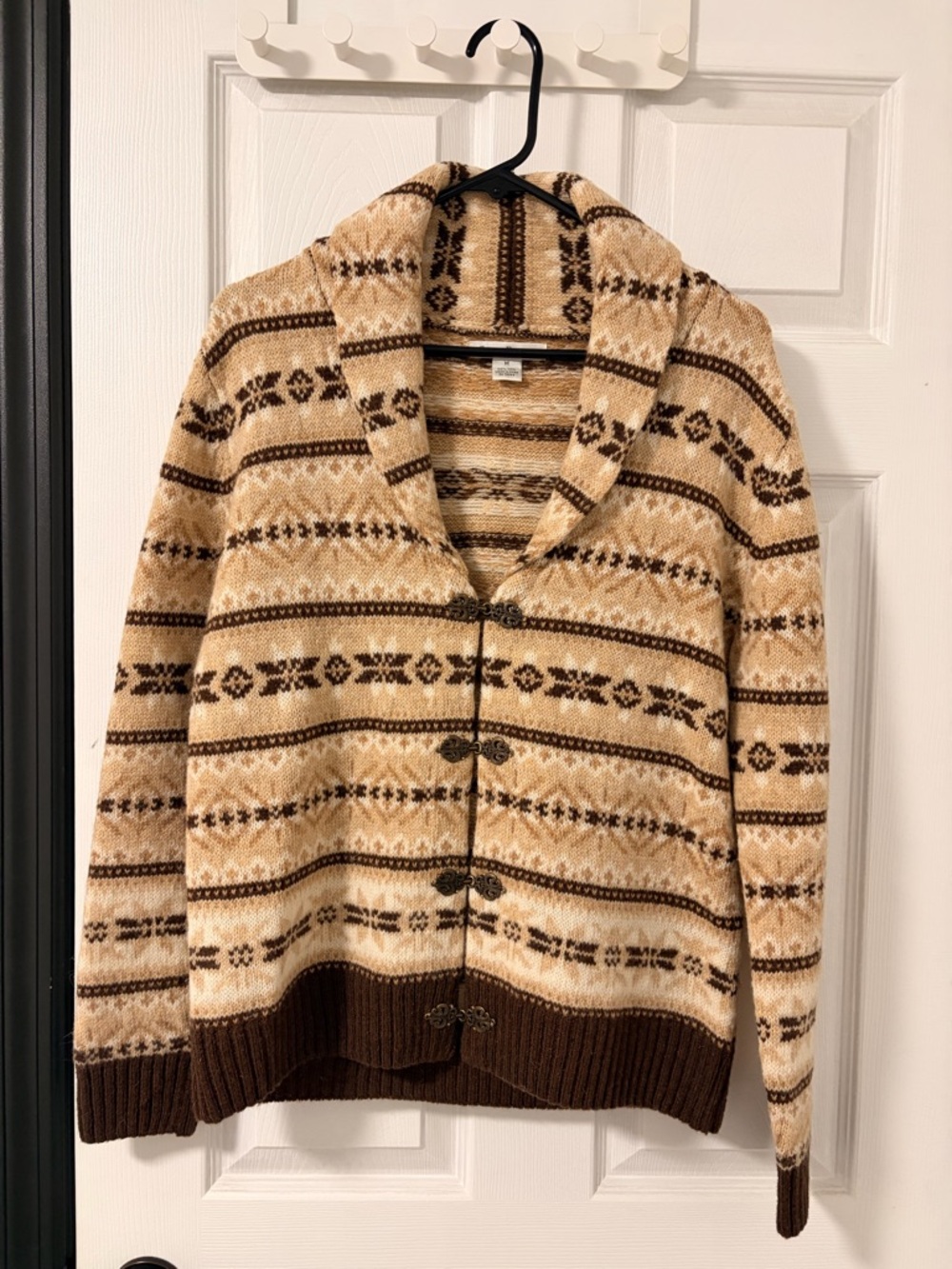 Susan Bristol 100% Wool Collar Fair Isle Cardigan vintage 90s